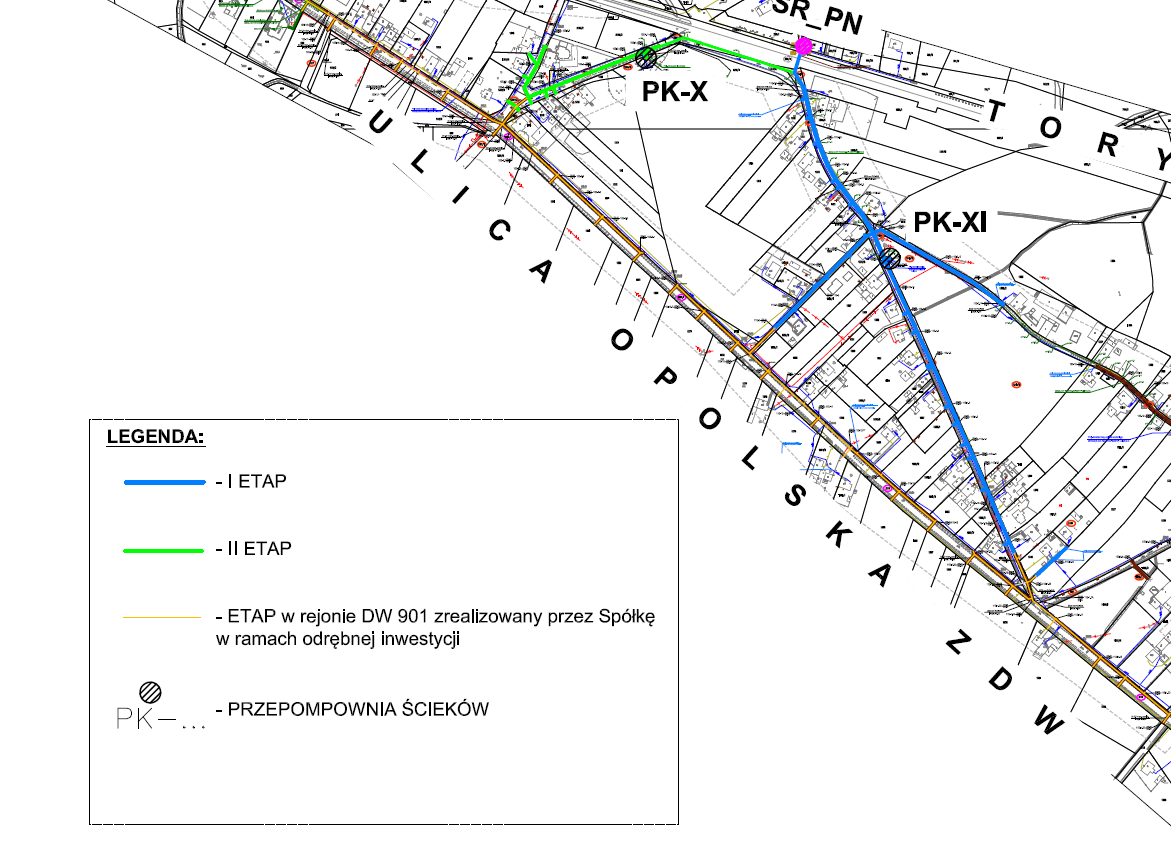 Mapa przebiegu planowanej kanalizacji 2019